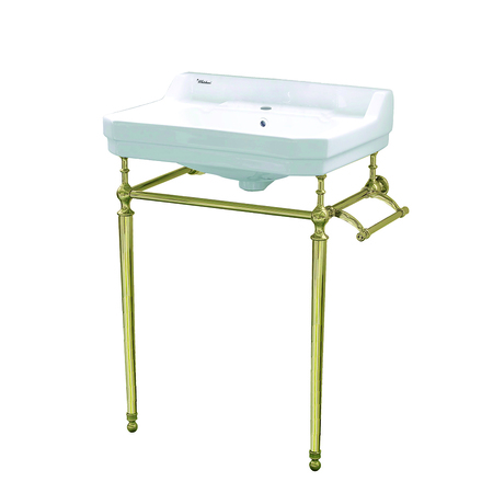 WHITEHAUS Console W/ Integrated Rctnglr Bowl W/ Sgl Hole Drill, Brass Leg Support WHV024-L33-1H-B